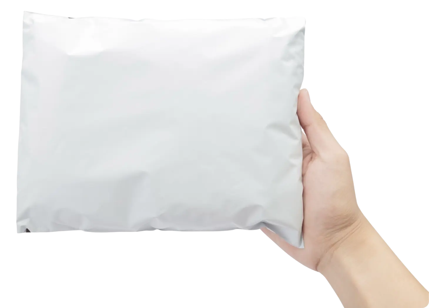 Hand holding an S-Pack mailer bag