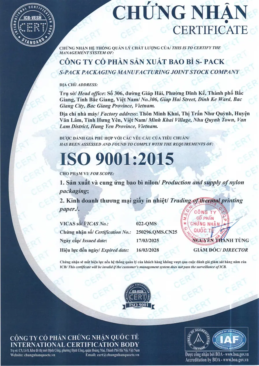 ISO 9001:2015 certificate
