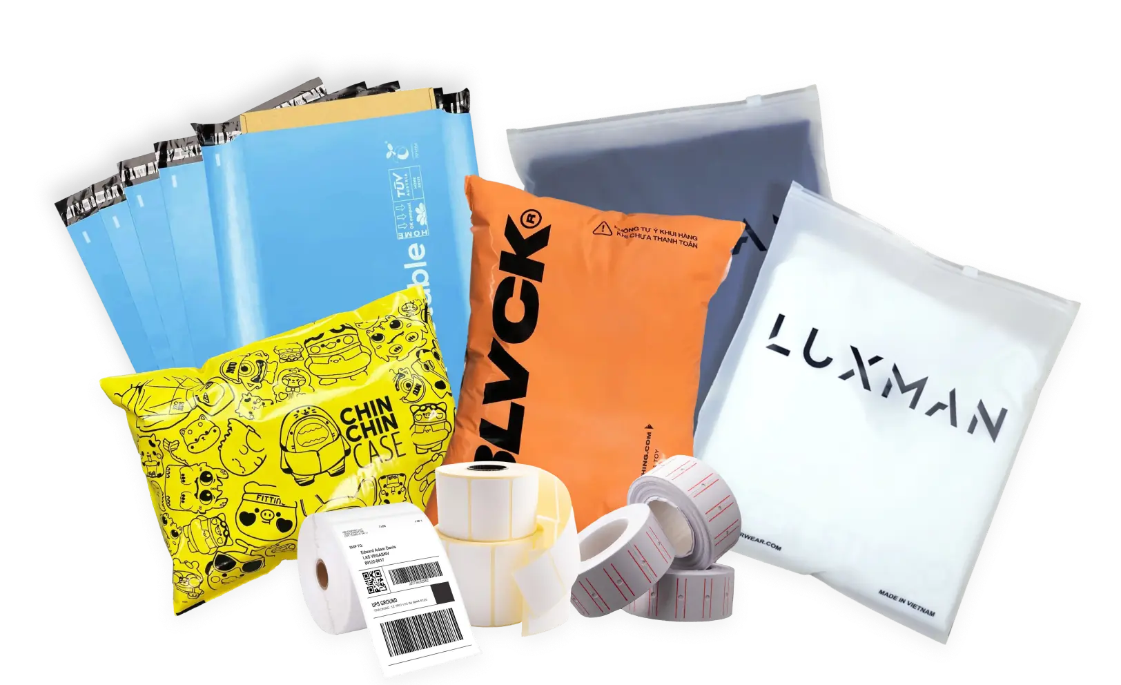 S-Pack mailer bags, zip bags, labels and thermal paper